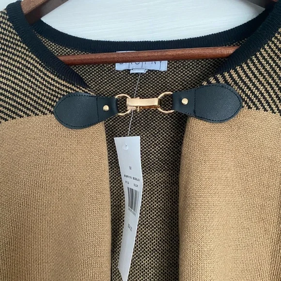 BIRCH NY Beige & Black Colorblock Cardigan - NWT Size Medium - Gold Clasp - Picture 5 of 5